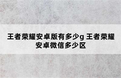 王者荣耀安卓版有多少g 王者荣耀安卓微信多少区